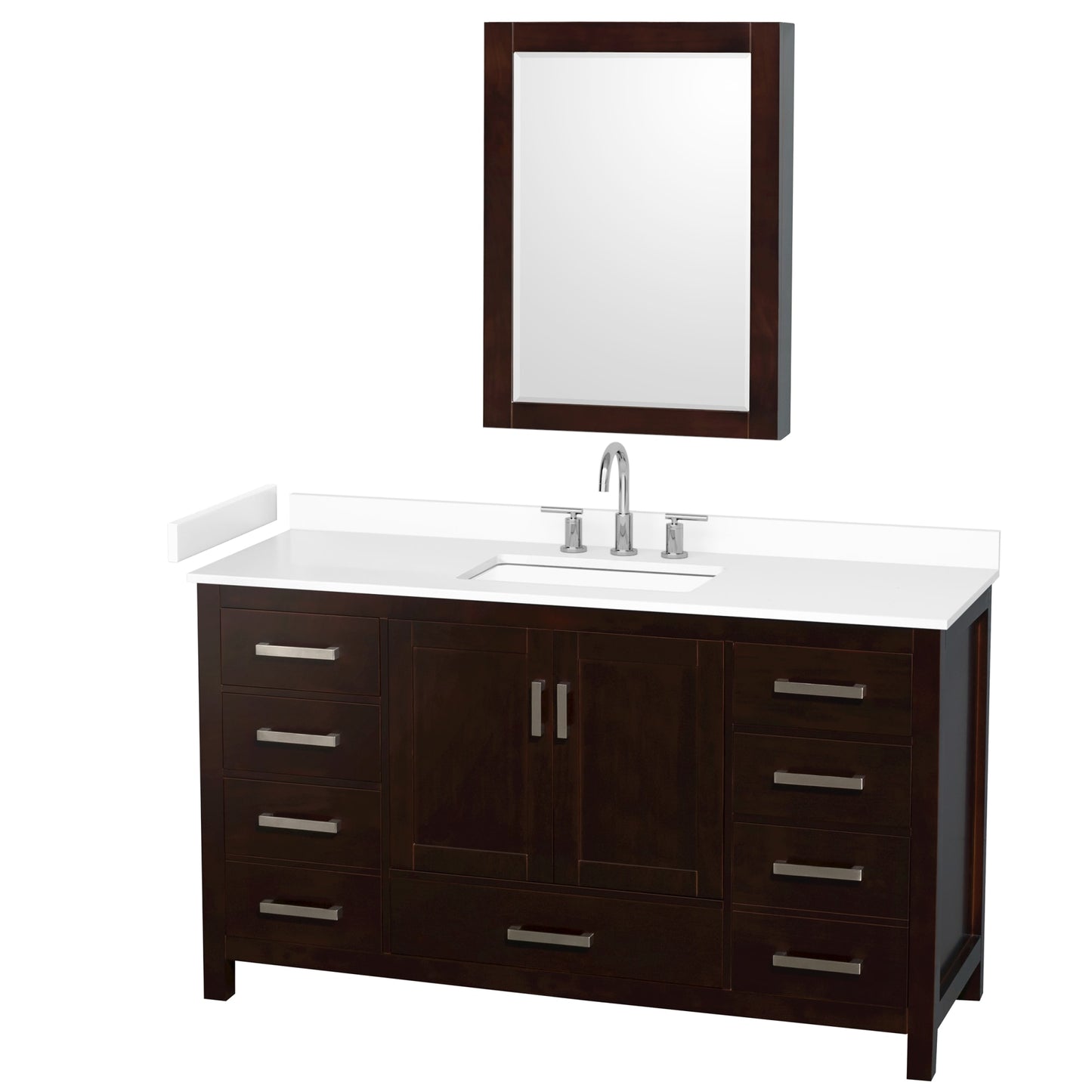 Sheffield Bathroom Vanity with Countertop 60 inch Single Sink 3-hole Faucet Setup