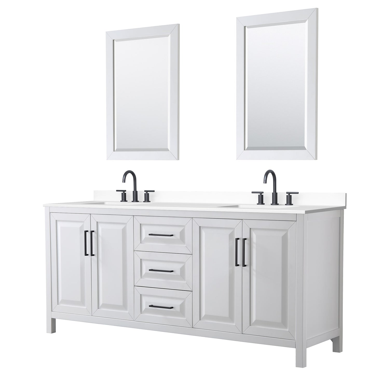 Daria Bathroom Vanity with Countertop 80 inch Double Sink 3-hole Faucet Setup