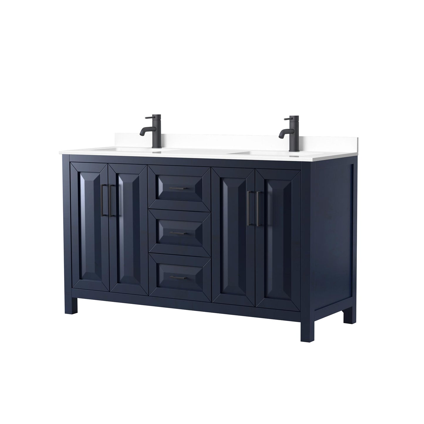 Daria Bathroom Vanity with Countertop 60 inch Double Sink Single hole Faucet Setup