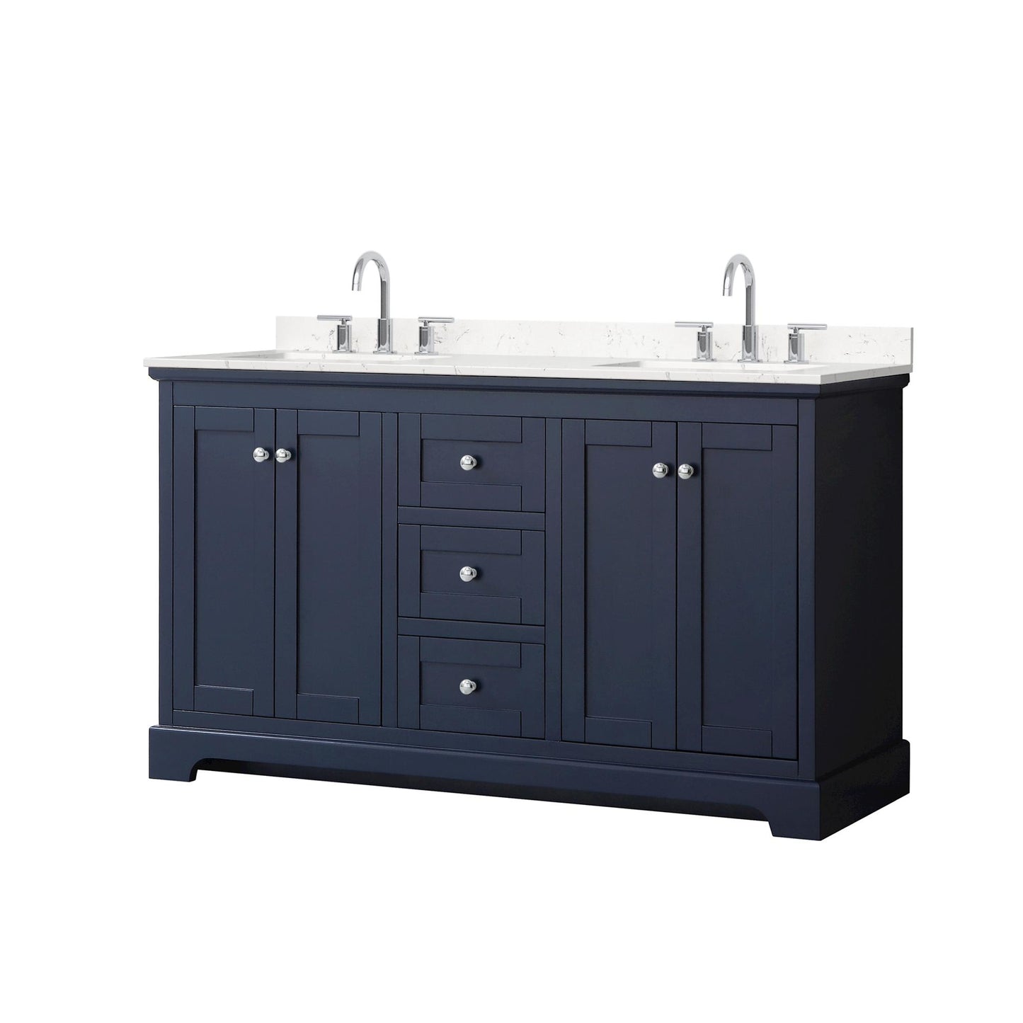 Avery Bathroom Vanity with Countertop 60 inch Double Sink 3-hole Faucet Setup