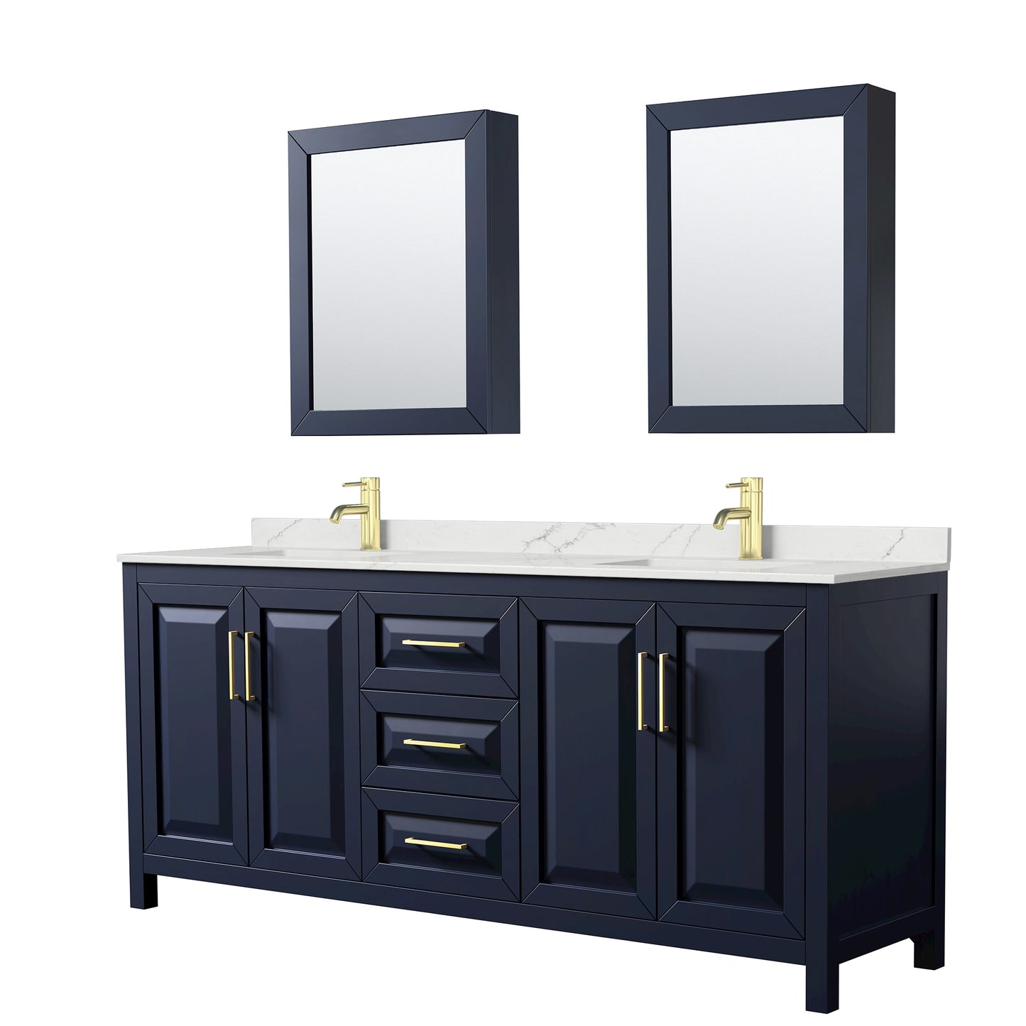 Daria Bathroom Vanity with Countertop 80 inch Double Sink Single hole Faucet Setup