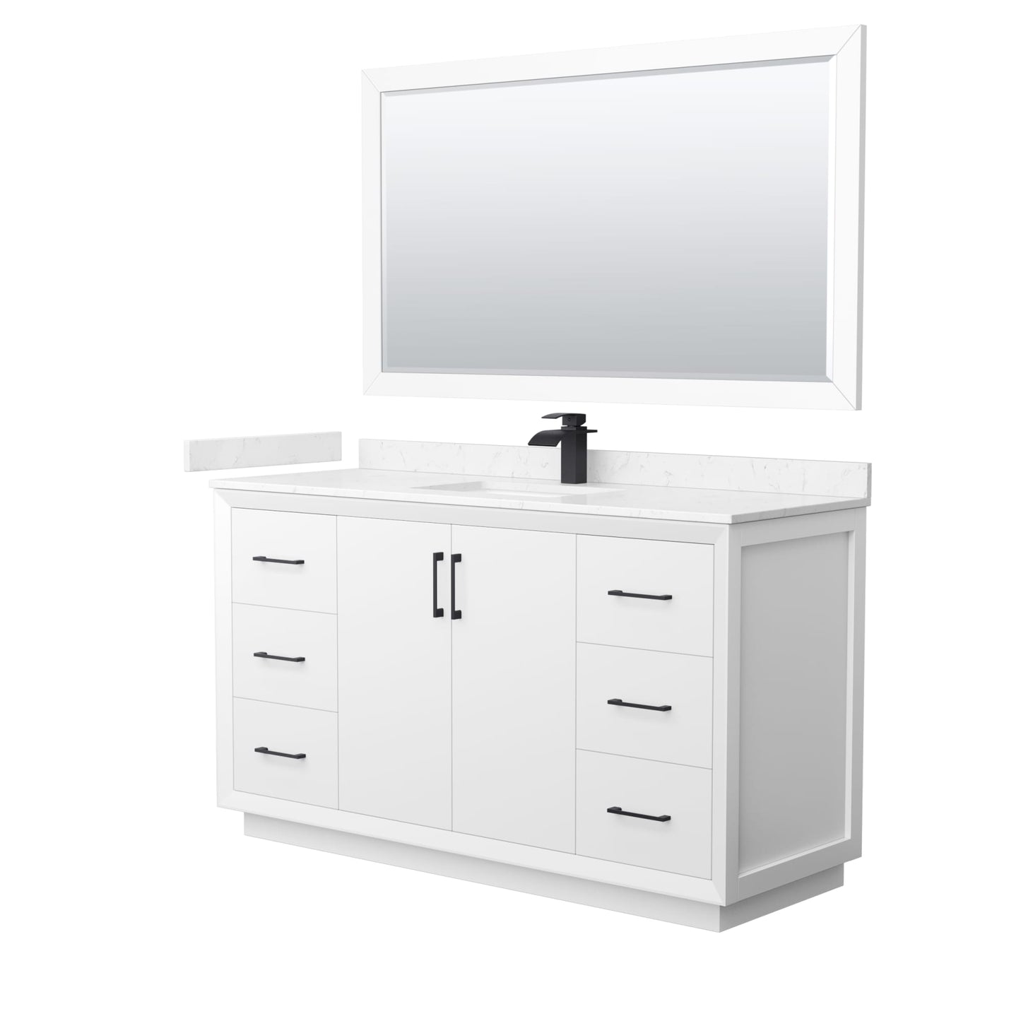 Strada Bathroom Vanity with Countertop 60 inch Single Sink Single hole Faucet Setup