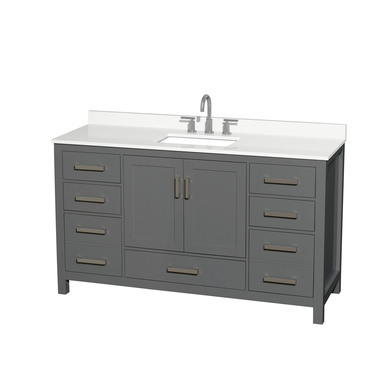 Sheffield Bathroom Vanity with Countertop 60 inch Single Sink 3-hole Faucet Setup