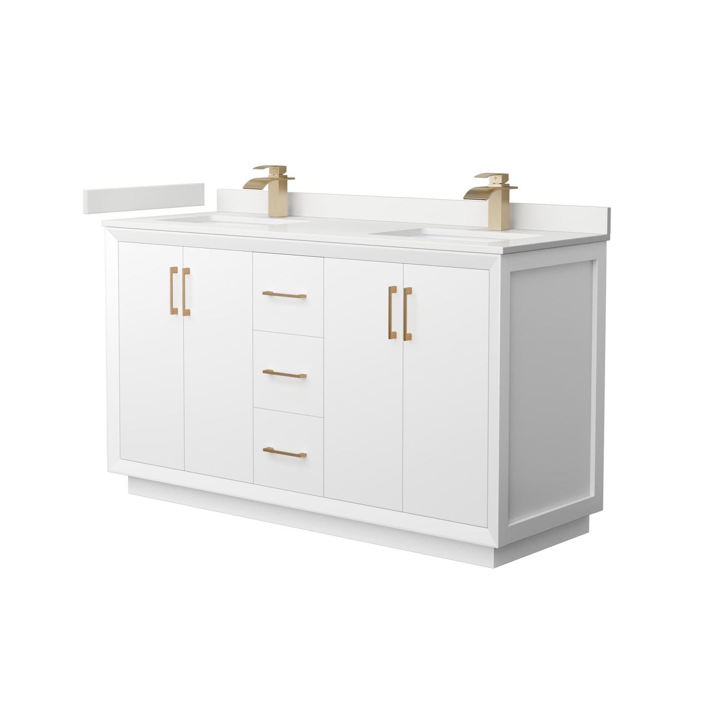 Strada Bathroom Vanity with Countertop 60 inch Double Sink Single hole Faucet Setup
