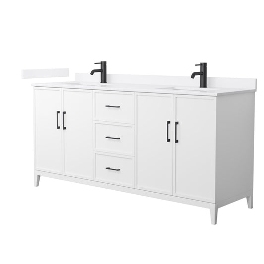 Elan Bathroom Vanity with Countertop 72 inch Double Sink Single hole Faucet Setup