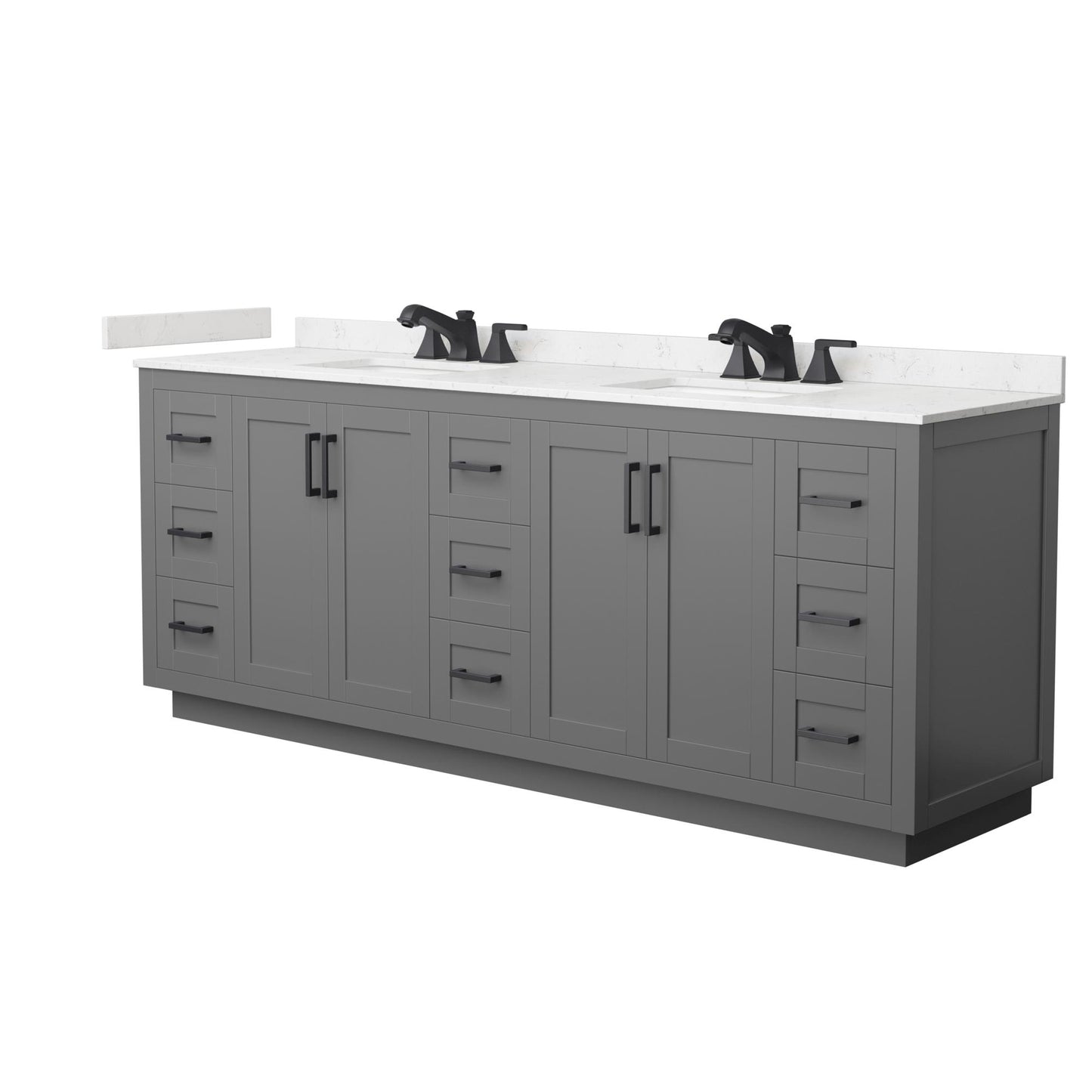 Miranda Bathroom Vanity with Countertop 84 inch Double Sink 3-hole Faucet Setup
