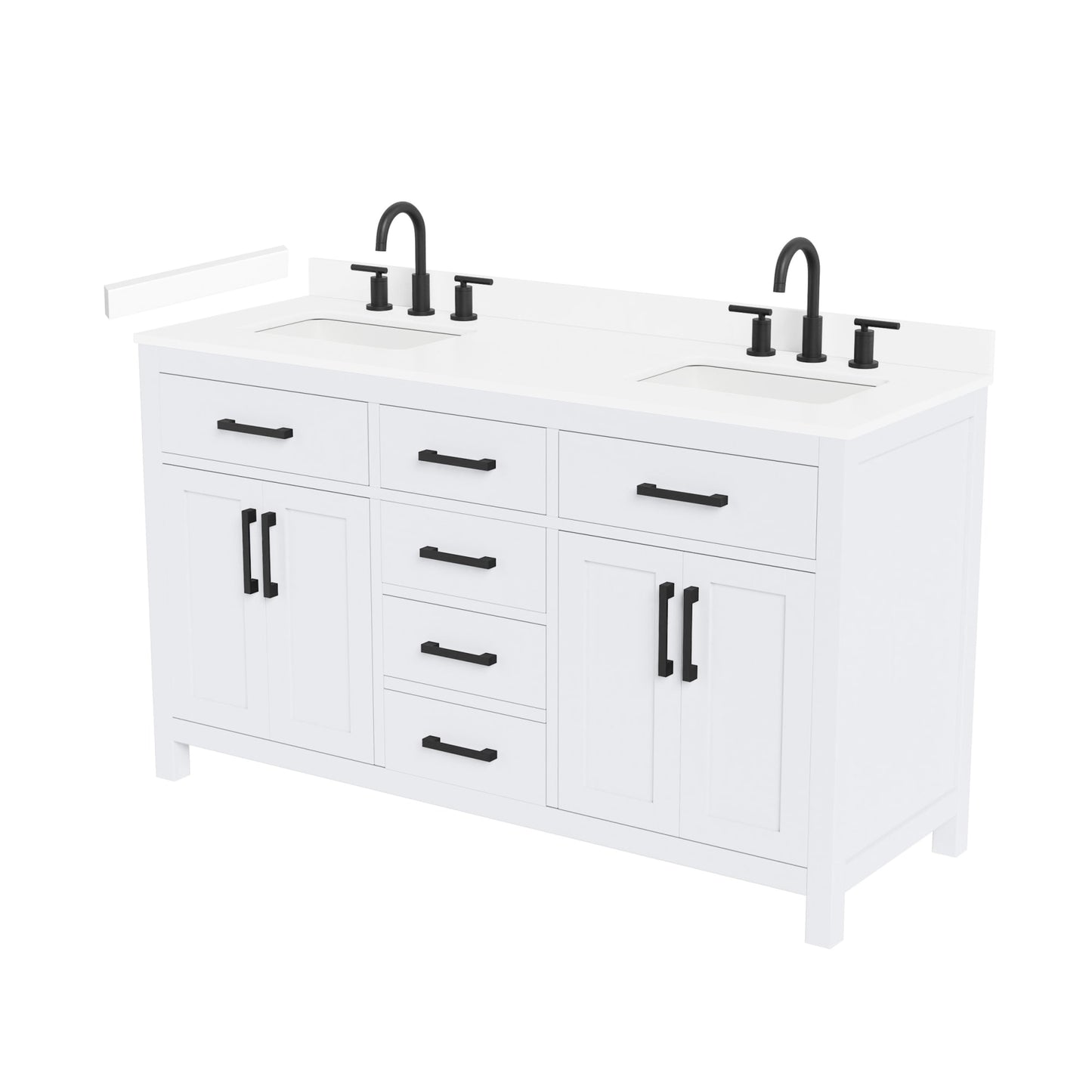 Beckett Bathroom Vanity with Countertop 60 inch Double Sink 3-hole Faucet Setup
