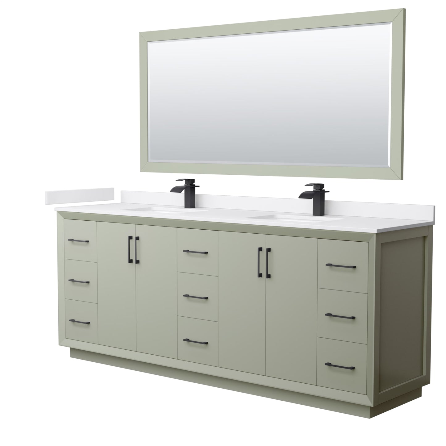 Strada Bathroom Vanity with Countertop 84 inch Double Sink Single hole Faucet Setup