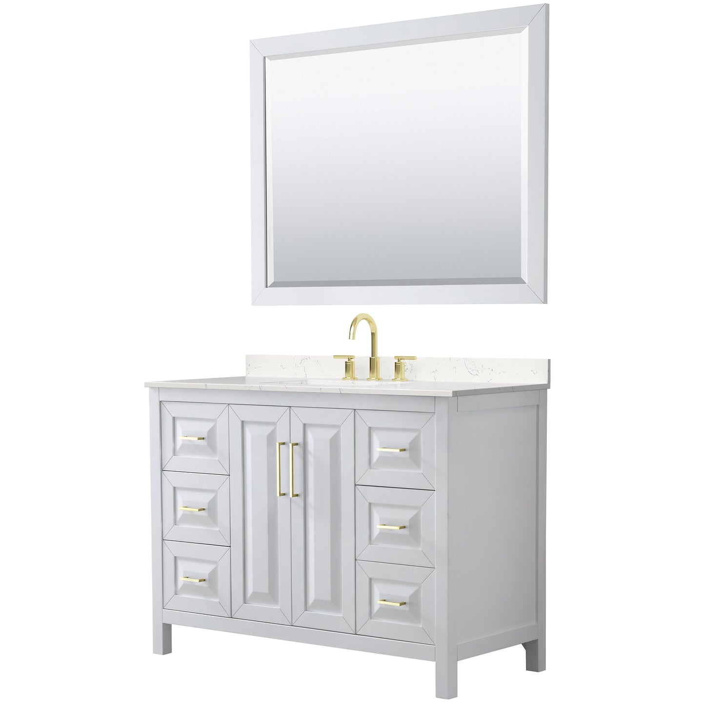 Daria Bathroom Vanity with Countertop 48 inch Single Sink 3-hole Faucet Setup