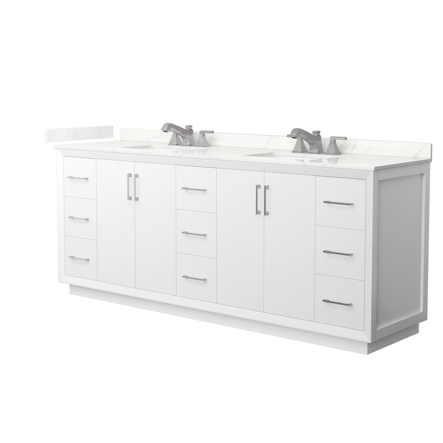 Strada Bathroom Vanity with Countertop 84 inch Double Sink 3-hole Faucet Setup