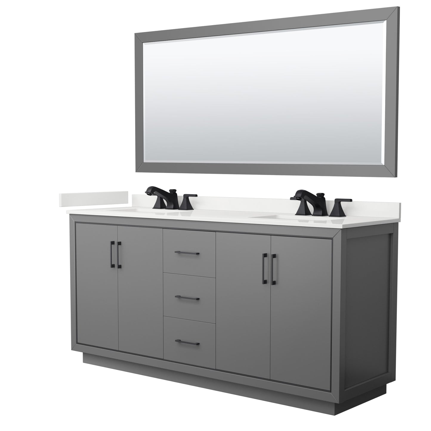 Icon Bathroom Vanity with Countertop 72 inch Double Sink 3-hole Faucet Setup