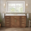 Custom image for Dark Oak with Brushed Gold Trim / White Cultured Marble / No Mirror