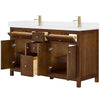 Custom image for Dark Walnut with Brushed Gold Trim / White Cultured Marble / No Mirror