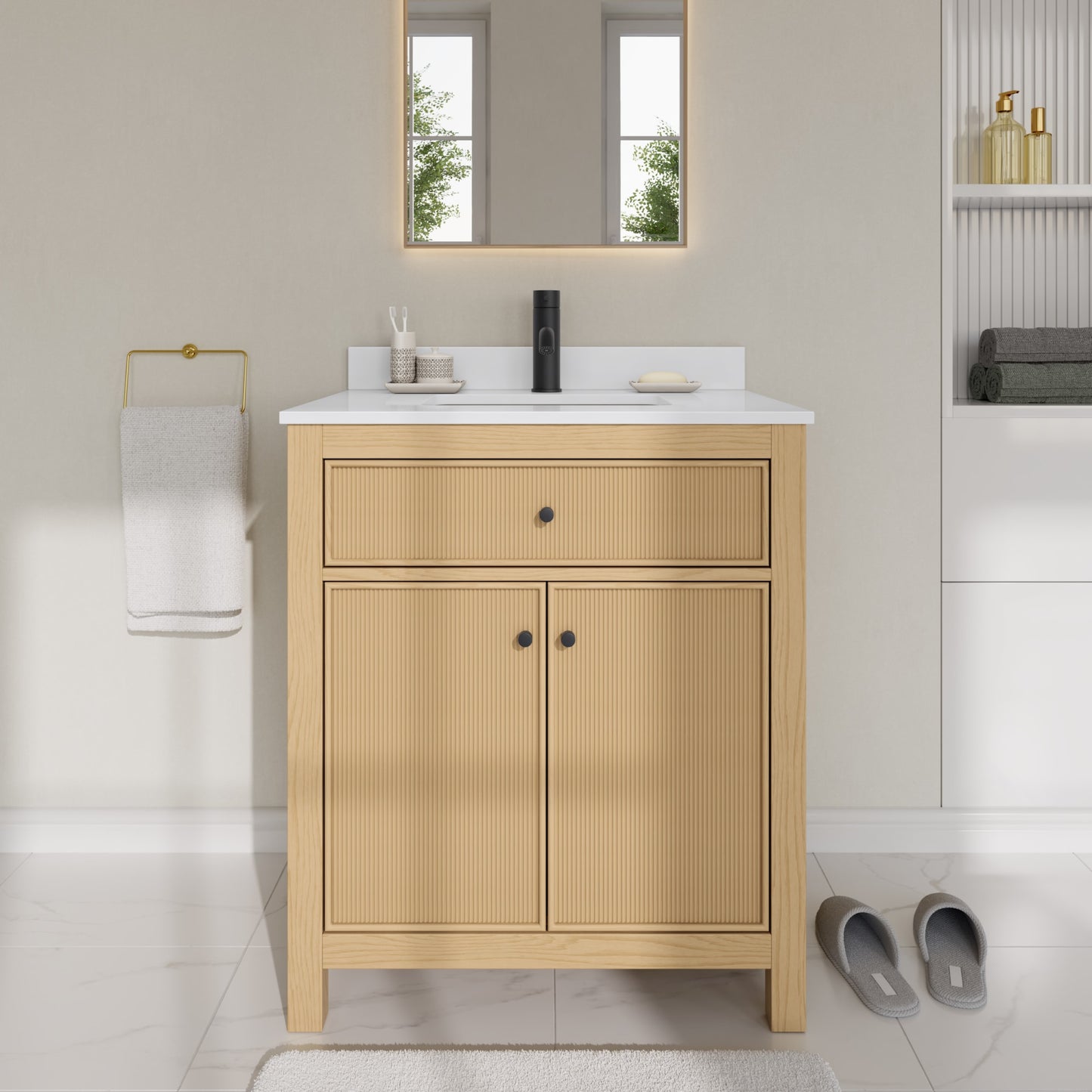 Pendry Bathroom Vanity with Countertop 30 inch Single Sink Single hole Faucet Setup