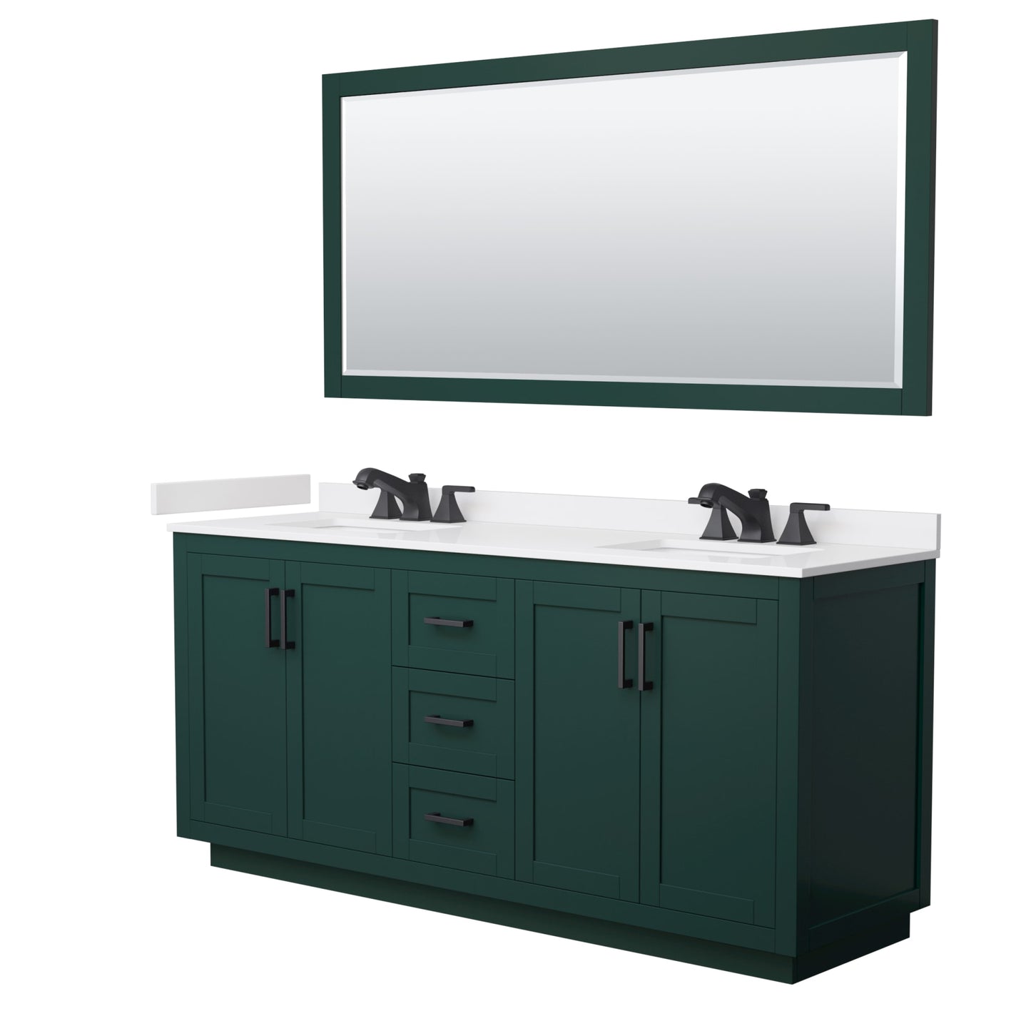 Miranda Bathroom Vanity with Countertop 72 inch Double Sink 3-hole Faucet Setup