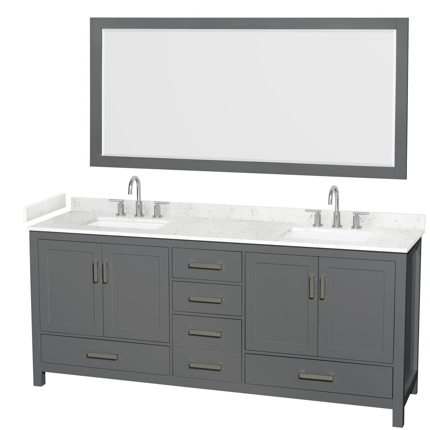Sheffield Bathroom Vanity with Countertop 80 inch Double Sink 3-hole Faucet Setup