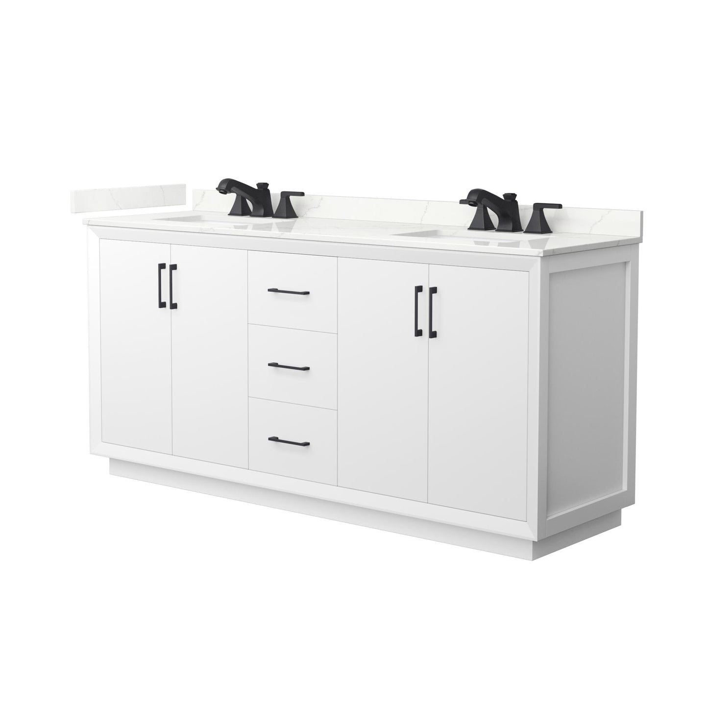 Strada Bathroom Vanity with Countertop 72 inch Double Sink 3-hole Faucet Setup