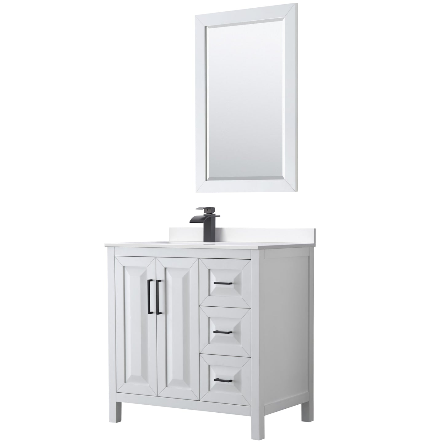 Daria Bathroom Vanity with Countertop 36 inch Single Sink Single hole Faucet Setup