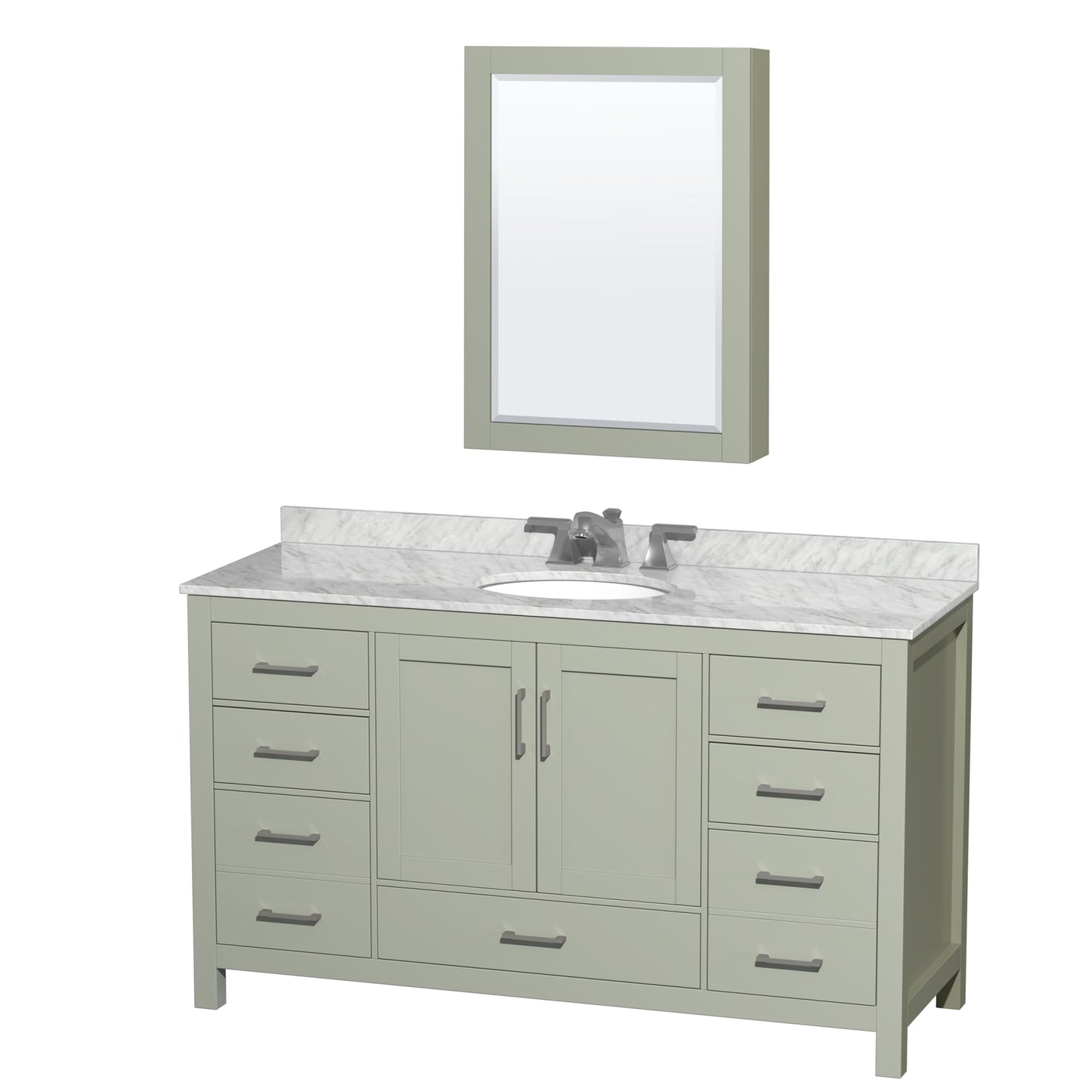 Sheffield Bathroom Vanity with Countertop 60 inch Single Sink 3-hole Faucet Setup