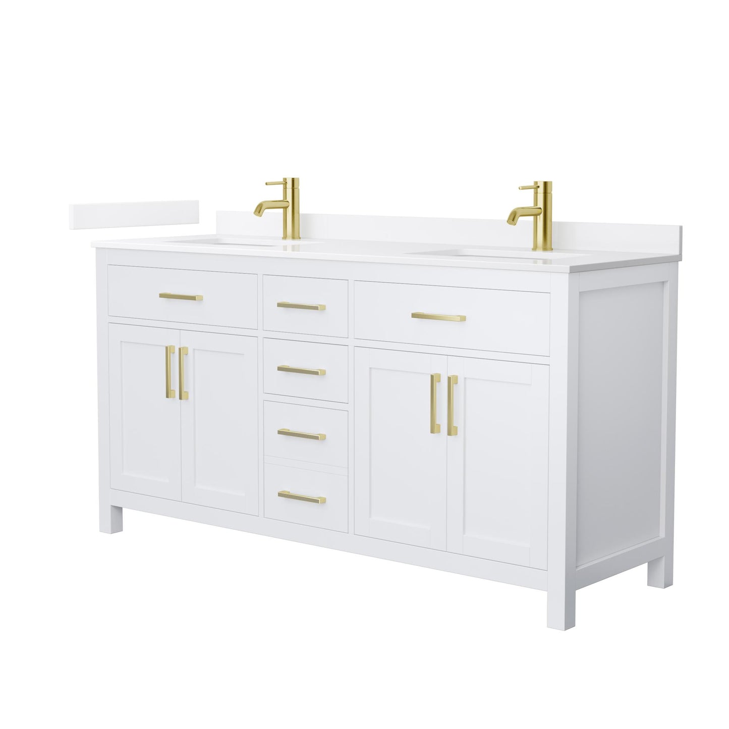 Beckett Bathroom Vanity with Countertop 66 inch Double Sink Single hole Faucet Setup