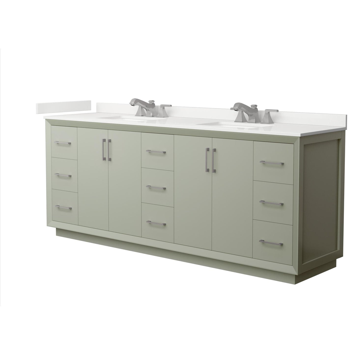 Strada Bathroom Vanity with Countertop 84 inch Double Sink 3-hole Faucet Setup