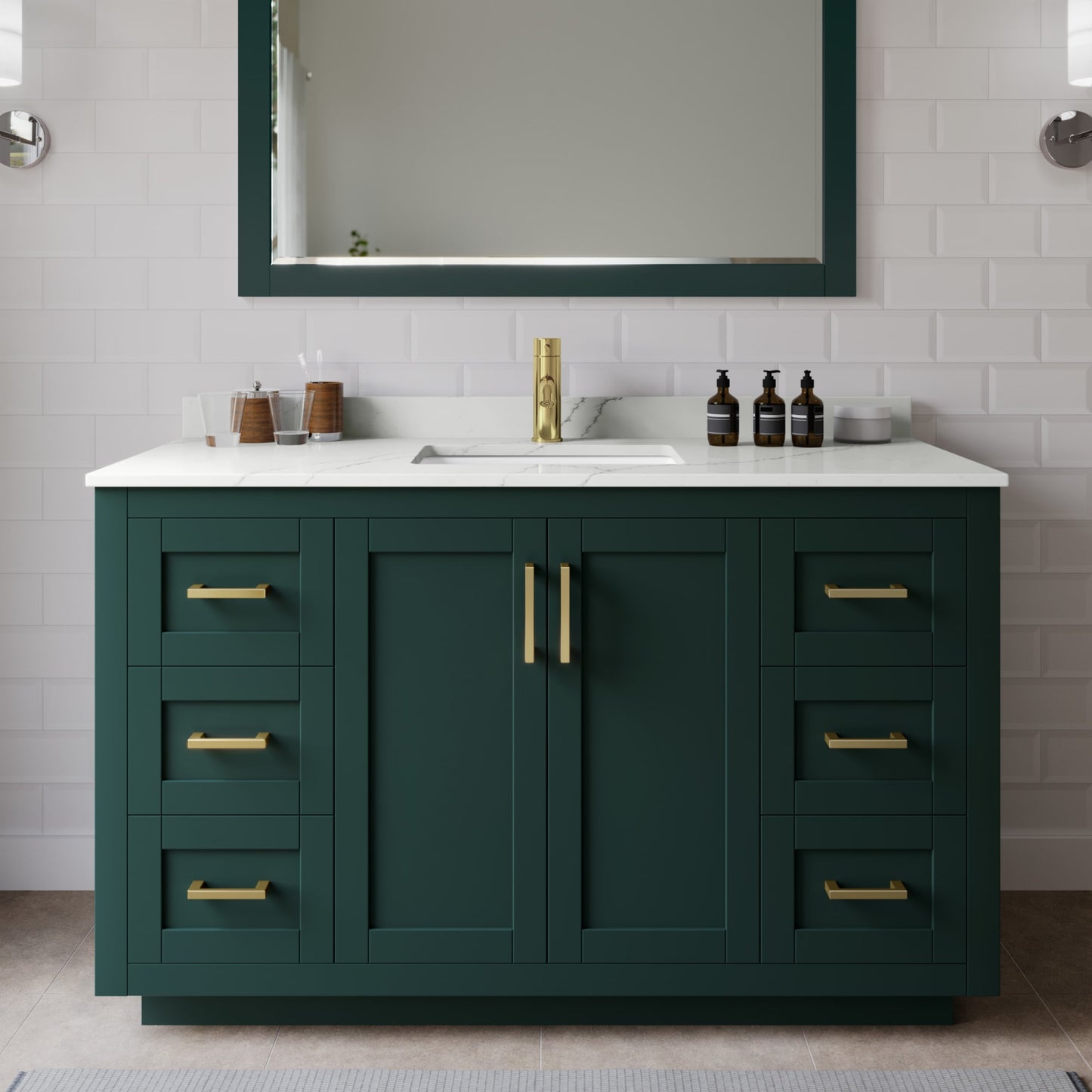 Miranda Bathroom Vanity with Countertop 54 inch Single Sink Single hole Faucet Setup