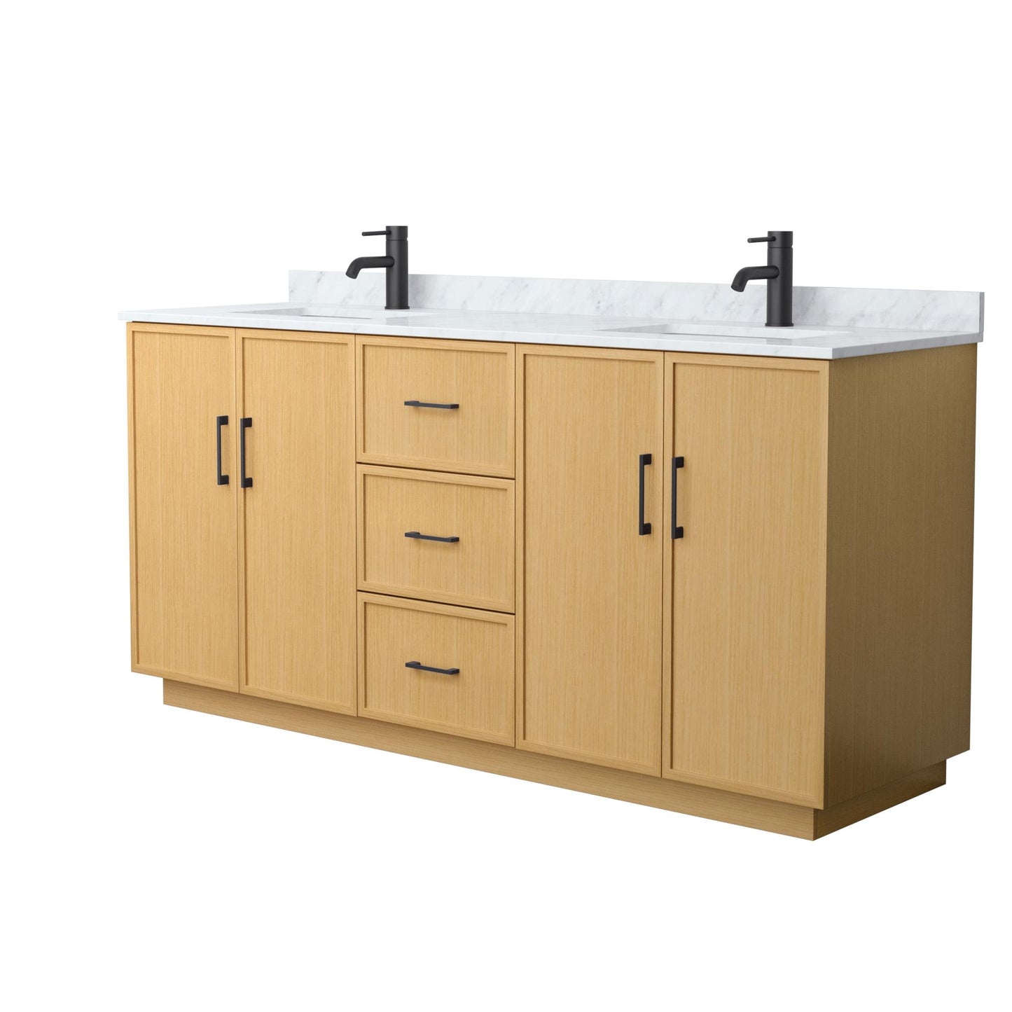 Elan TK Bathroom Vanity with Countertop 72 inch Double Sink Single hole Faucet Setup