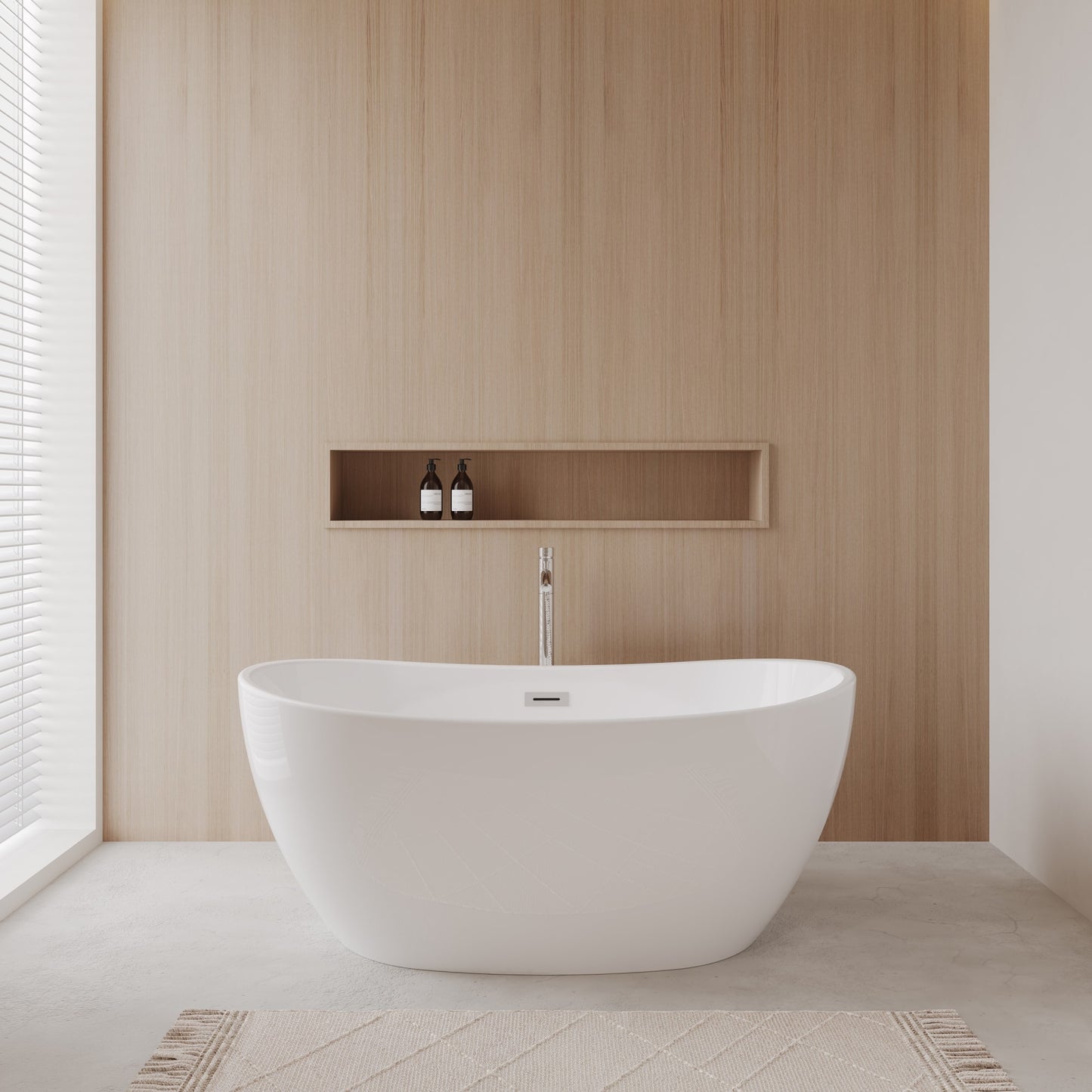 Rebecca Freestanding Acrylic Bathtub With Faucet 55 inch
