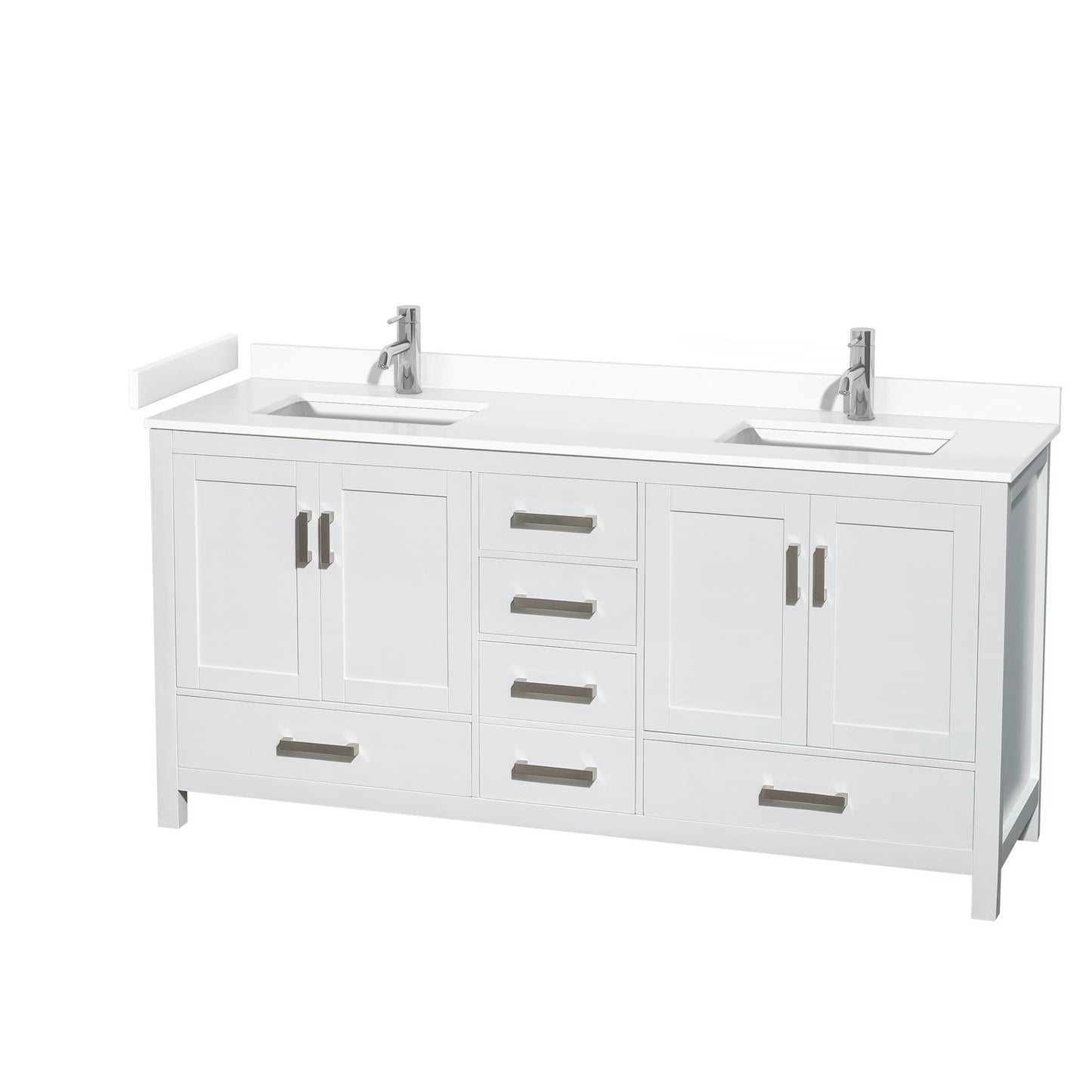 Sheffield Bathroom Vanity with Countertop 72 inch Double Sink Single hole Faucet Setup