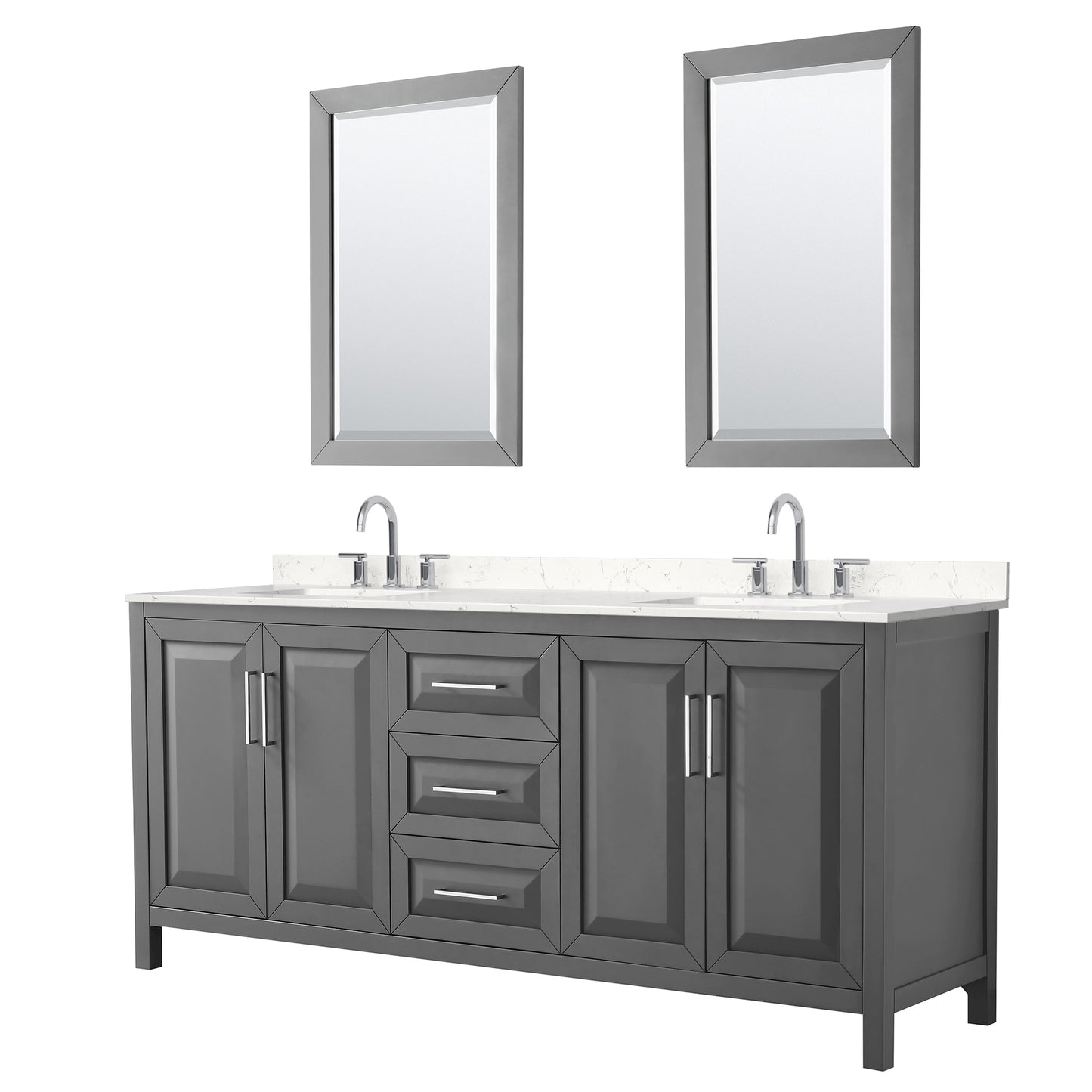 Daria Bathroom Vanity with Countertop 80 inch Double Sink 3-hole Faucet Setup