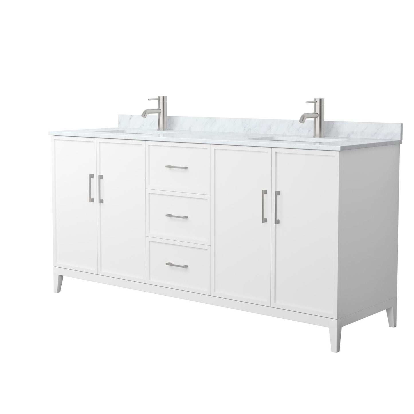 Elan Bathroom Vanity with Countertop 72 inch Double Sink Single hole Faucet Setup