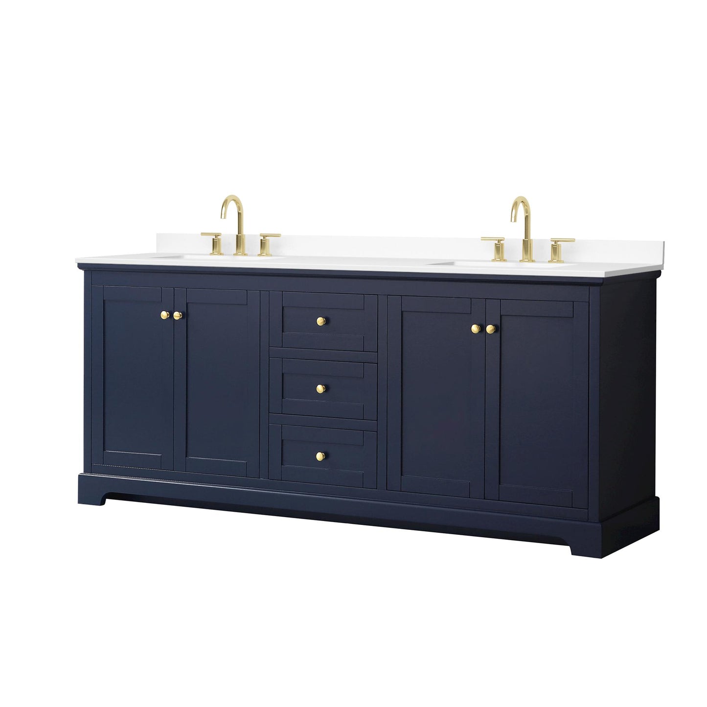 Avery Bathroom Vanity with Countertop 80 inch Double Sink 3-hole Faucet Setup