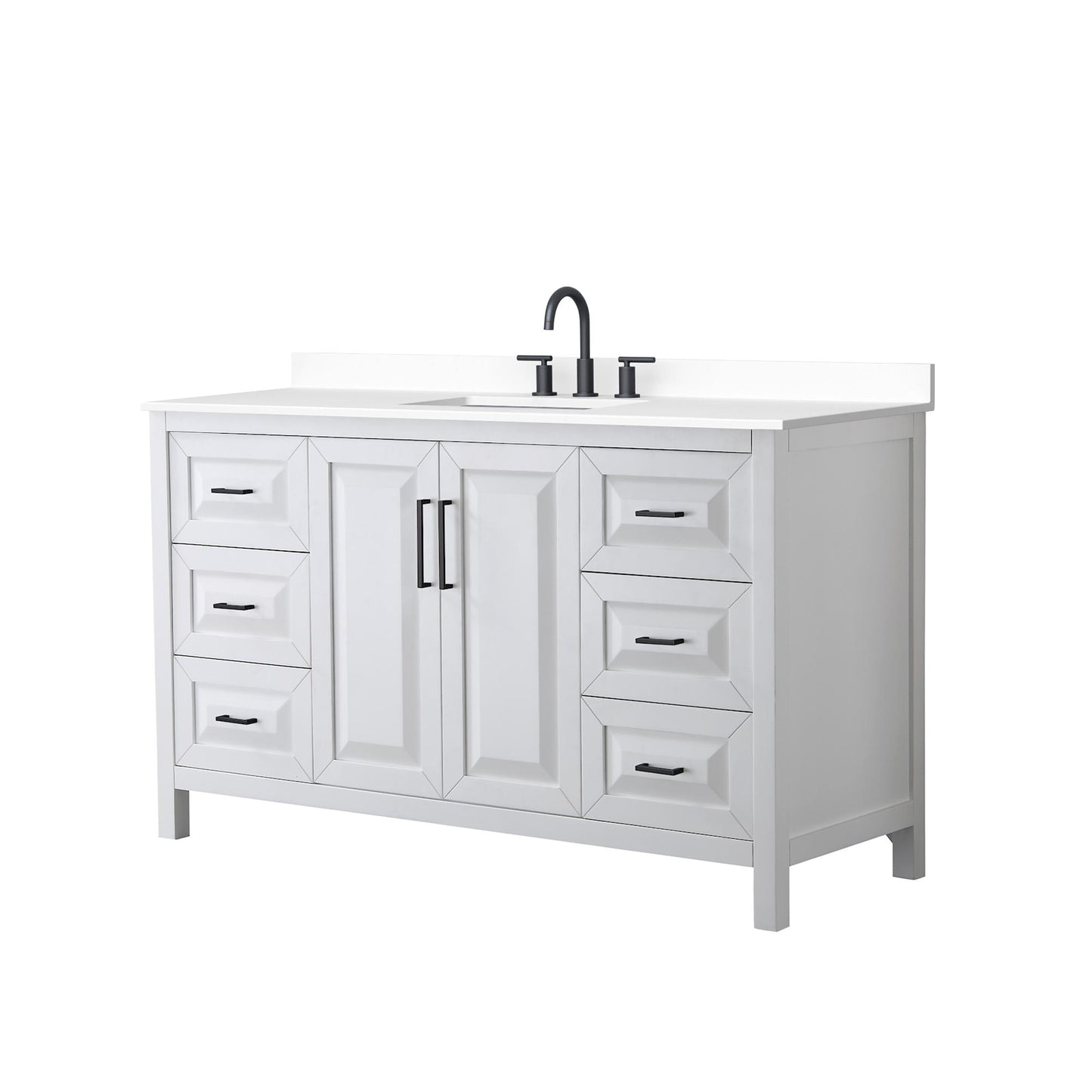Daria Bathroom Vanity with Countertop 60 inch Single Sink 3-hole Faucet Setup
