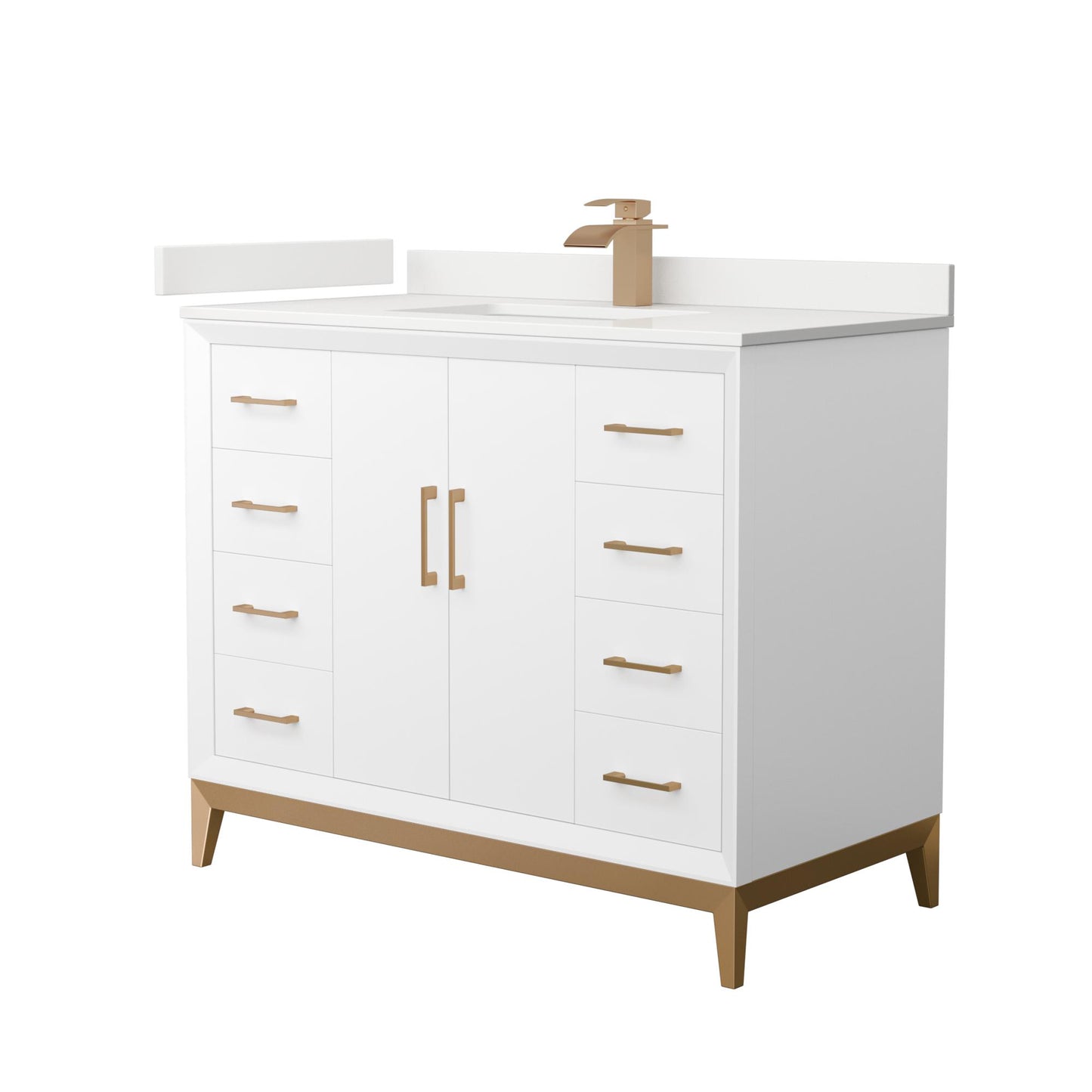 Amici Bathroom Vanity with Countertop 42 inch Single Sink Single hole Faucet Setup