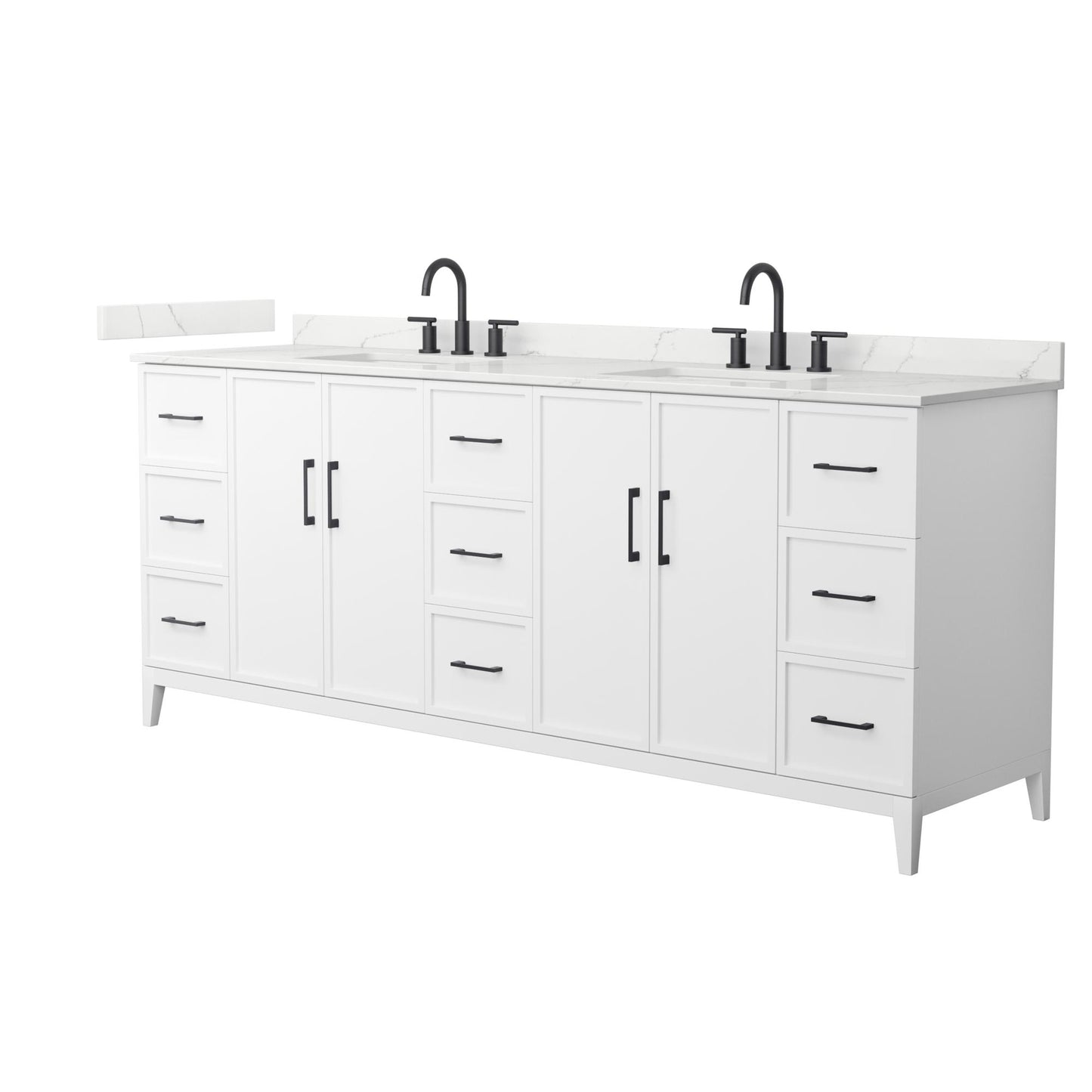 Elan Bathroom Vanity with Countertop 84 inch Double Sink 3-hole Faucet Setup