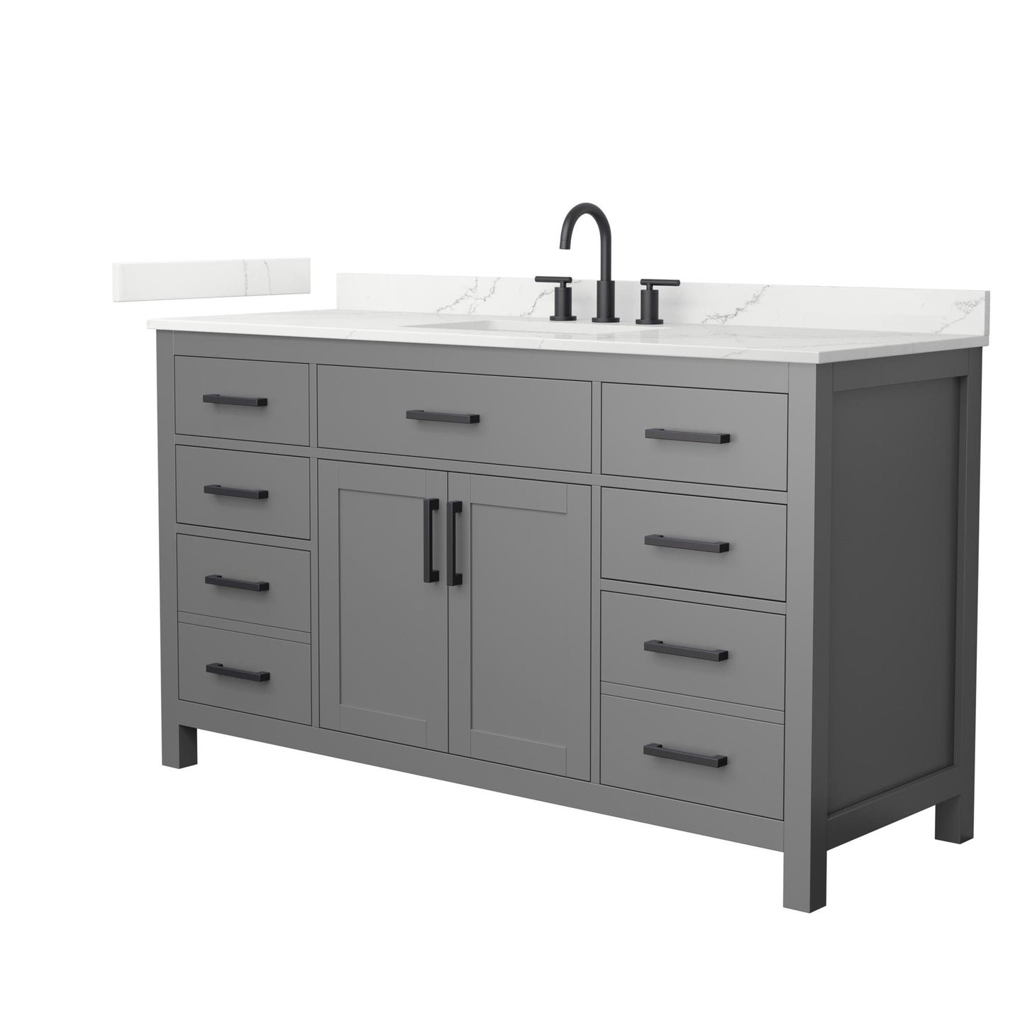Beckett Bathroom Vanity with Countertop 60 inch Single Sink 3-hole Faucet Setup