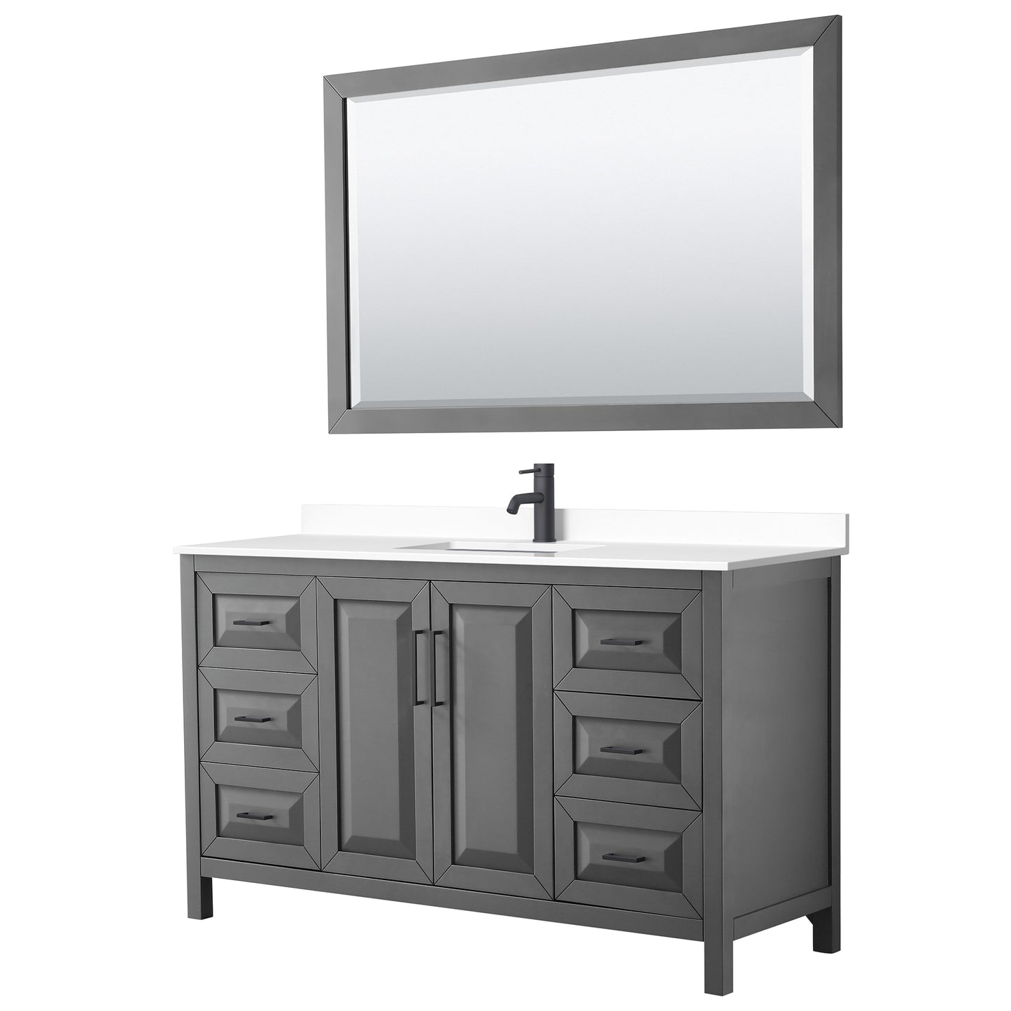 Daria Bathroom Vanity with Countertop 60 inch Single Sink Single hole Faucet Setup