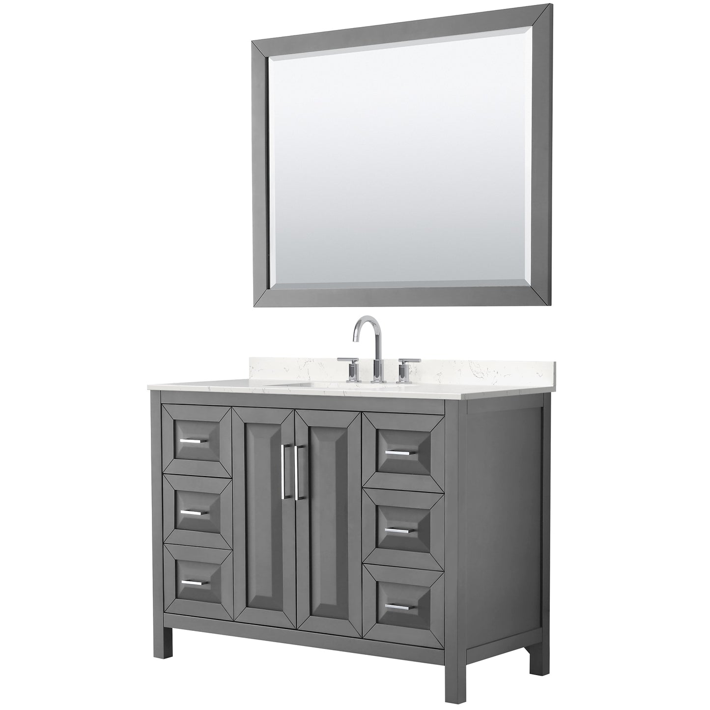Daria Bathroom Vanity with Countertop 48 inch Single Sink 3-hole Faucet Setup