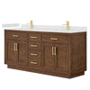 Custom image for Dark Oak with Brushed Gold Trim / Carrara Cultured Marble / No Mirror
