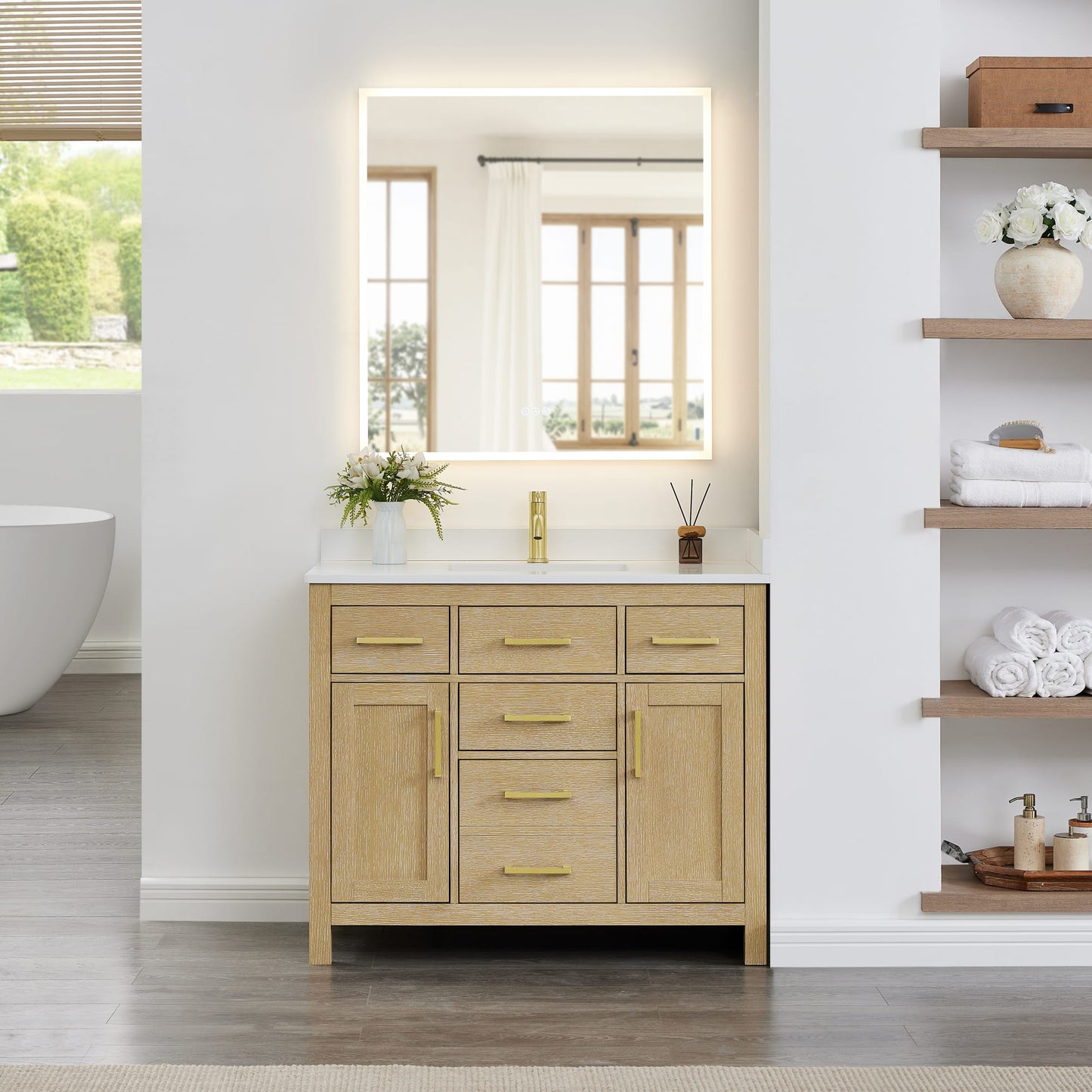 Beckett Bathroom Vanity with Countertop 42 inch Single Sink Single hole Faucet Setup