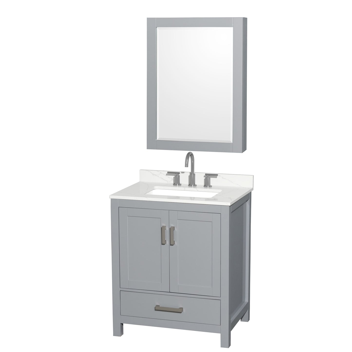 Sheffield Bathroom Vanity with Countertop 30 inch Single Sink 3-hole Faucet Setup
