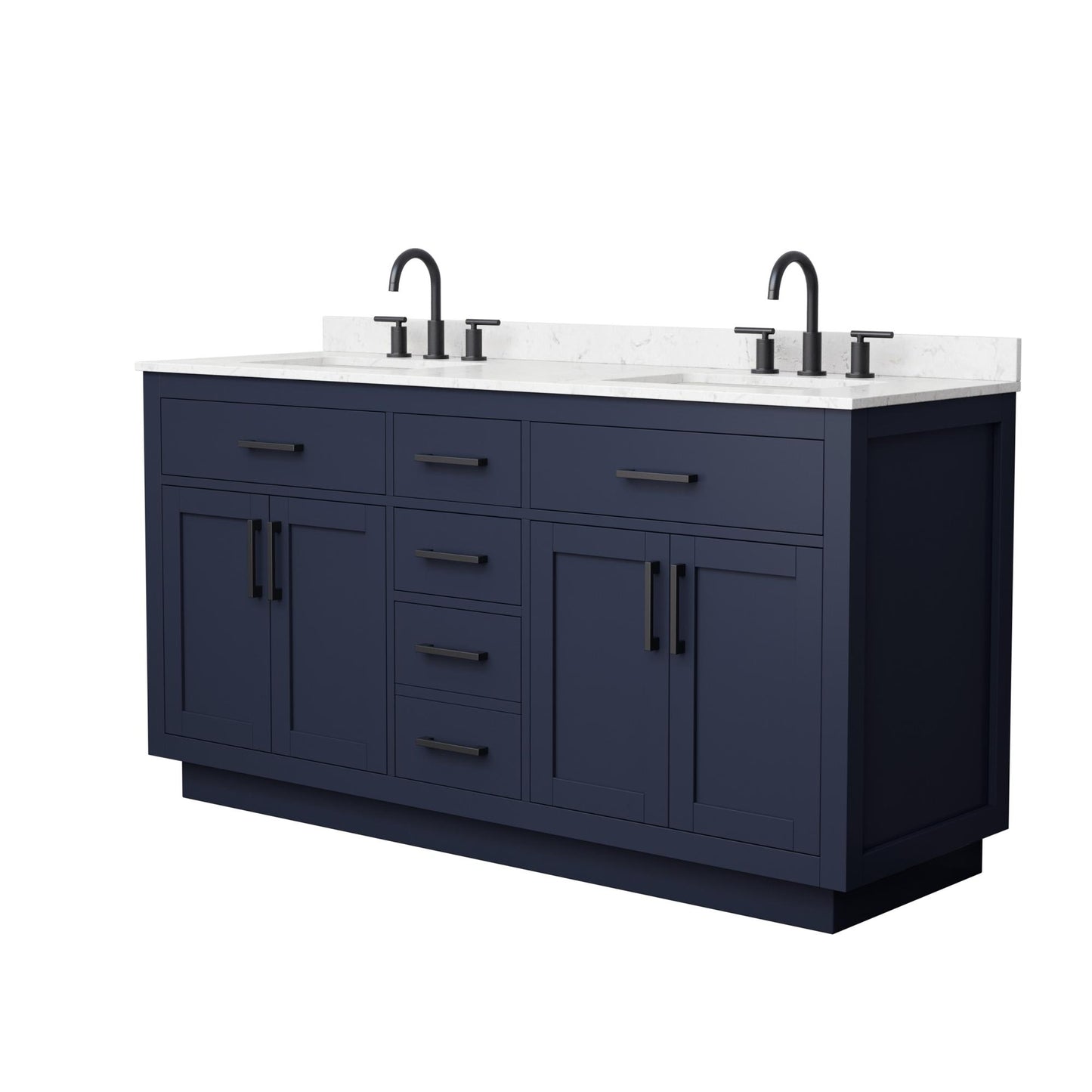 Beckett TK Bathroom Vanity with Countertop 66 inch Double Sink 3-hole Faucet Setup
