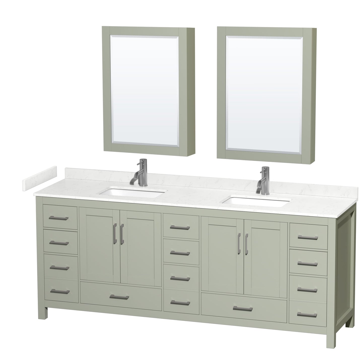 Sheffield Bathroom Vanity with Countertop 84 inch Double Sink Single hole Faucet Setup