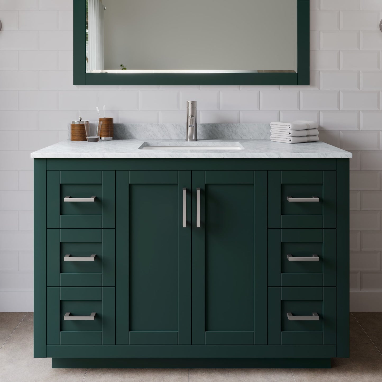 Miranda Bathroom Vanity with Countertop 48 inch Single Sink Single hole Faucet Setup