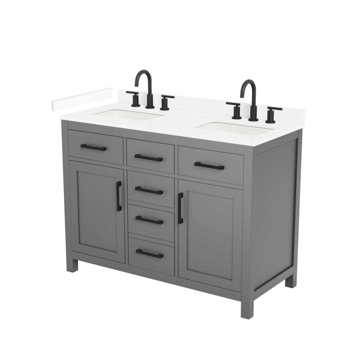 Beckett Bathroom Vanity with Countertop 48 inch Double Sink 3-hole Faucet Setup