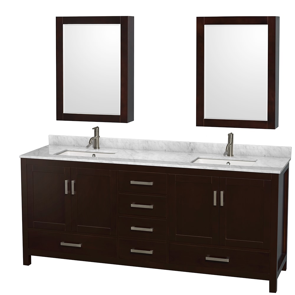 Sheffield Bathroom Vanity with Countertop 80 inch Double Sink Single hole Faucet Setup