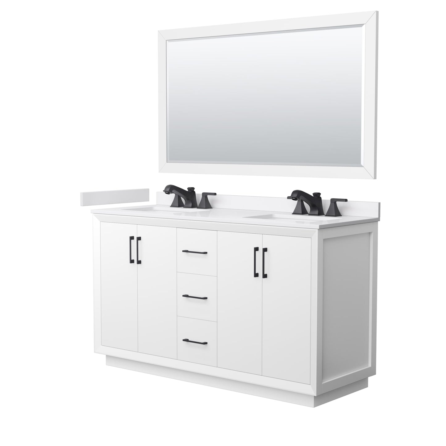 Strada Bathroom Vanity with Countertop 60 inch Double Sink 3-hole Faucet Setup