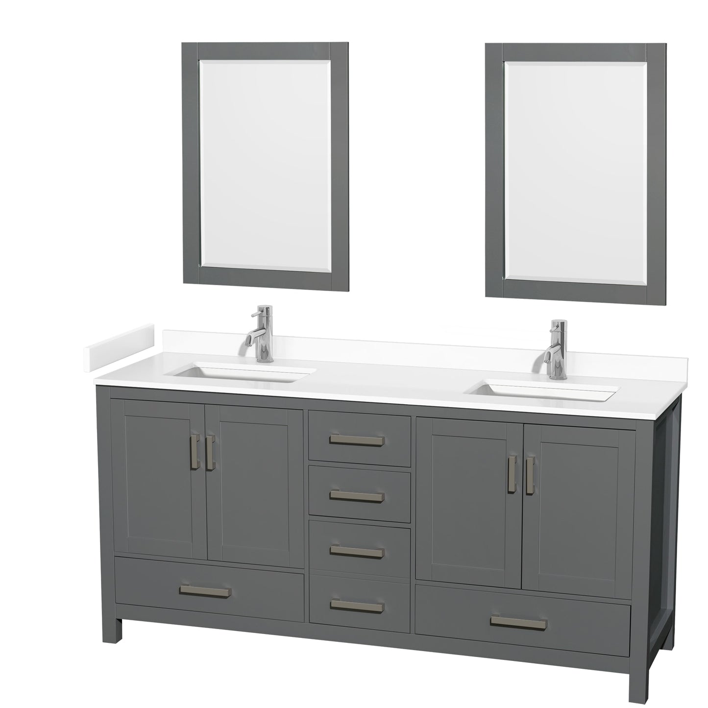 Sheffield Bathroom Vanity with Countertop 72 inch Double Sink Single hole Faucet Setup