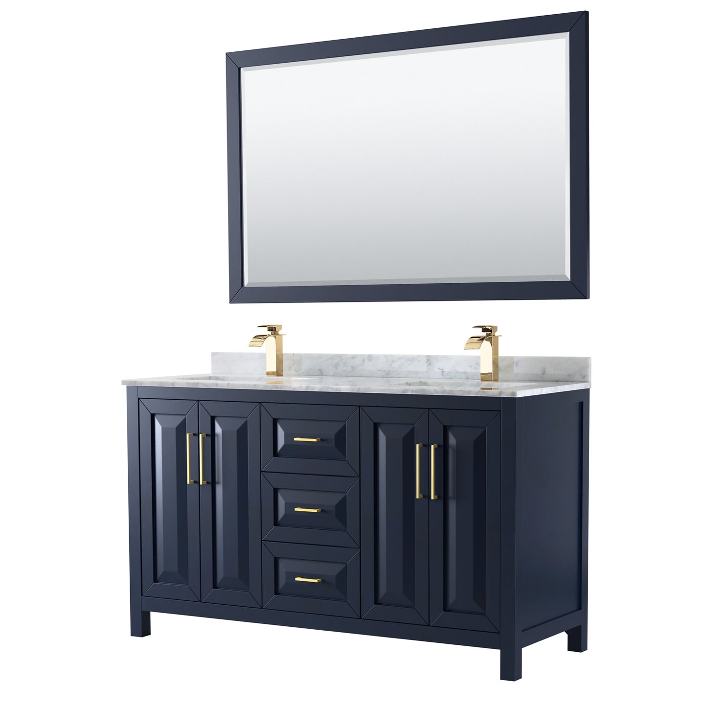 Daria Bathroom Vanity with Countertop 60 inch Double Sink Single hole Faucet Setup