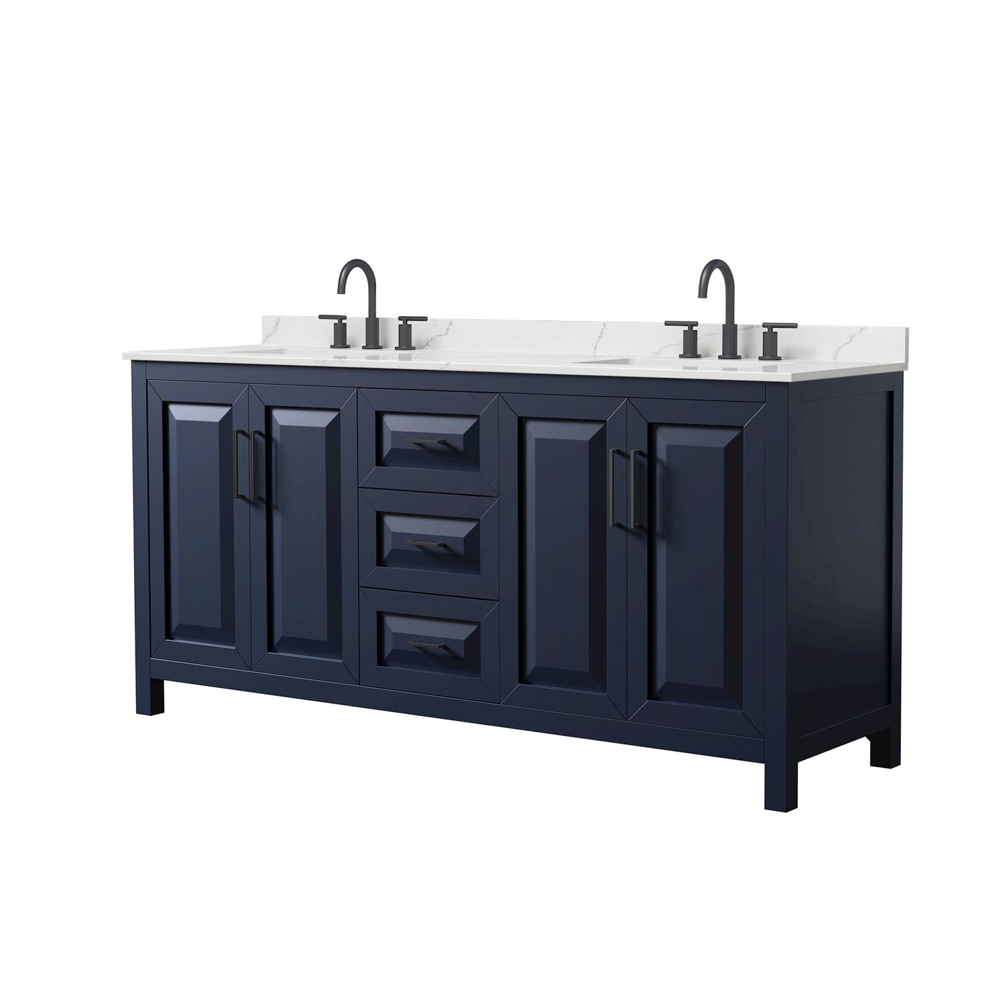 Daria Bathroom Vanity with Countertop 72 inch Double Sink 3-hole Faucet Setup